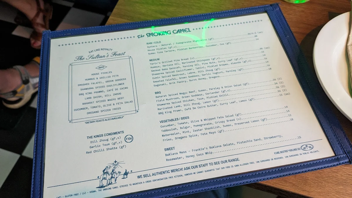 Menu, The Smoking Camel