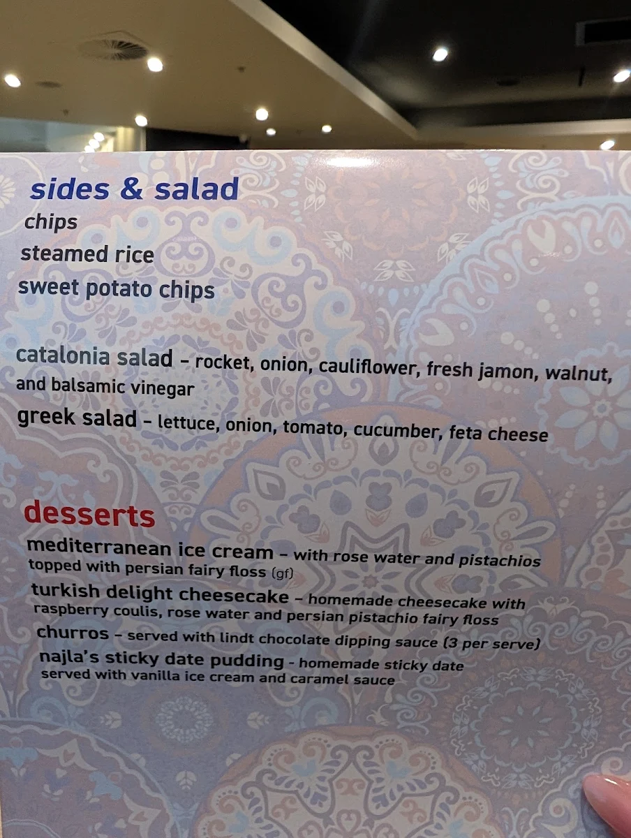 Menu, Lusso Tapas Blacktown