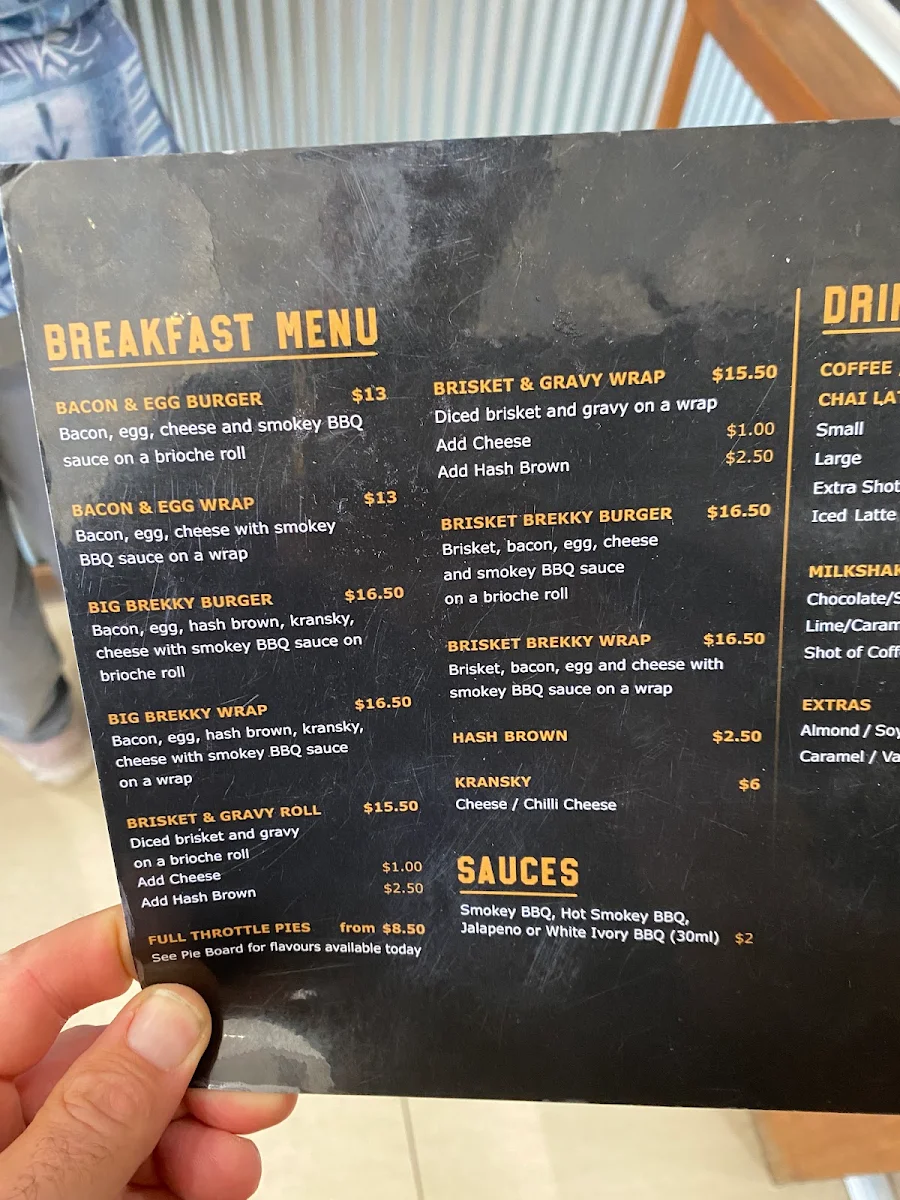 Menu, Full Throttle BBQ & Cafe