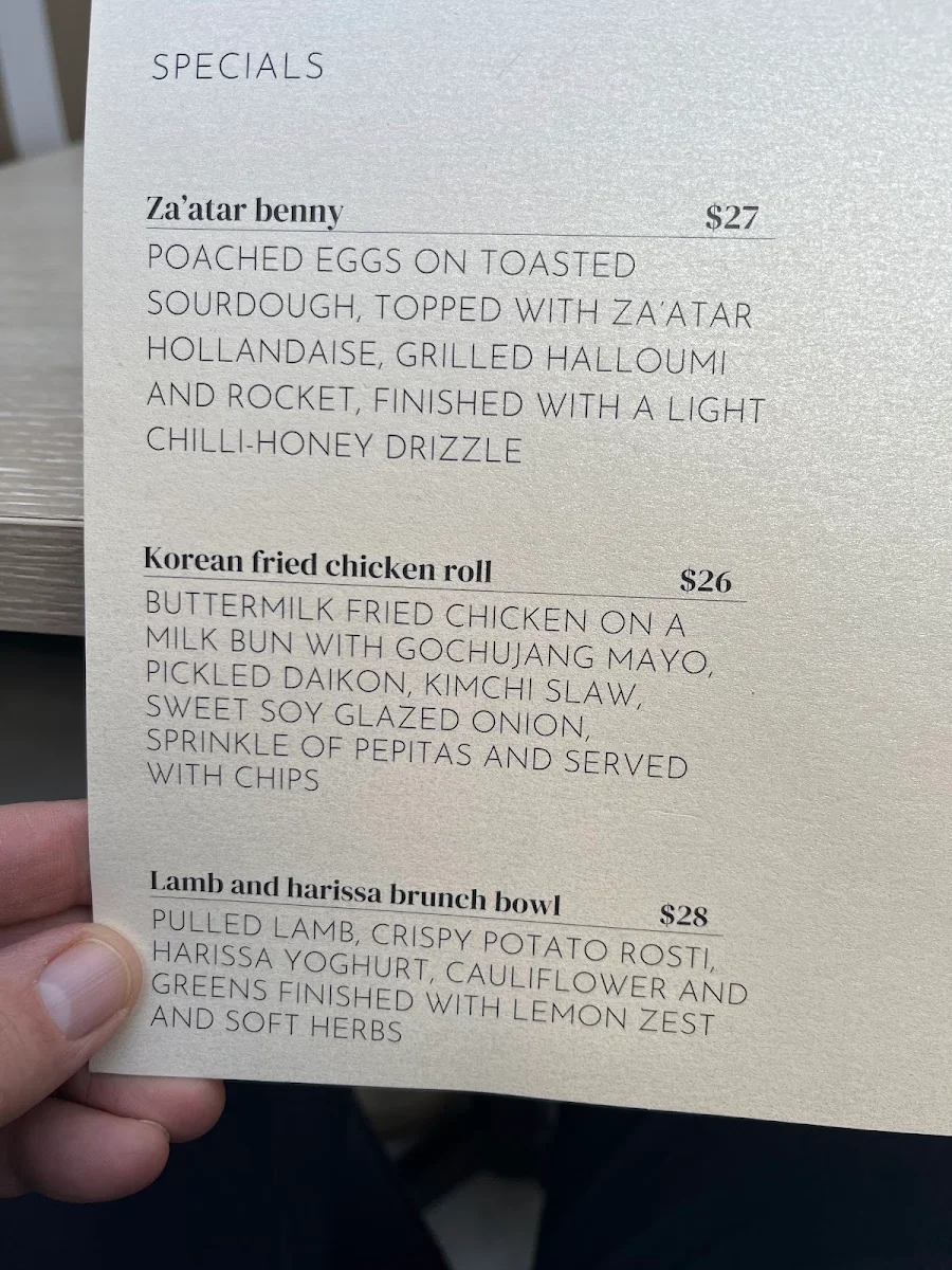 Menu, Cafe Sofia