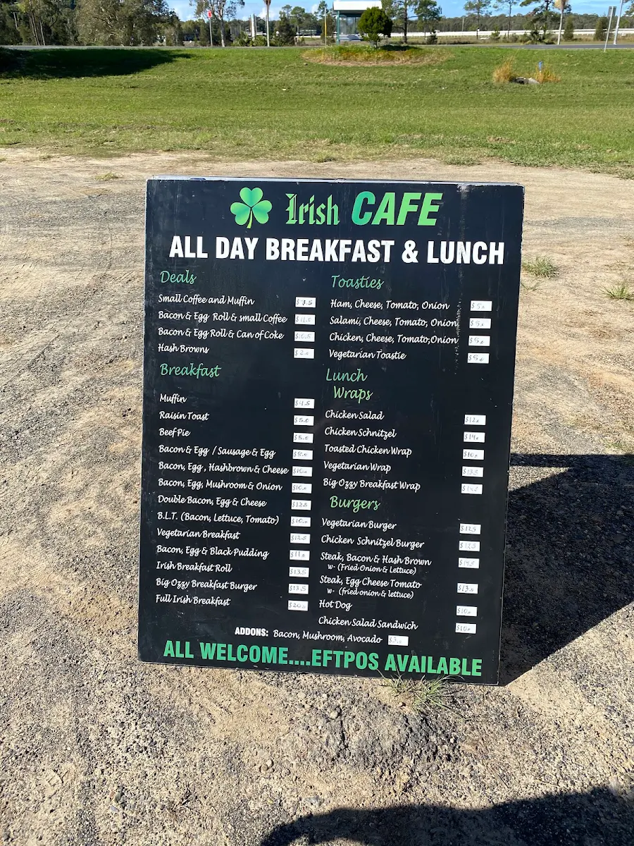 Menu, Irish Cafe