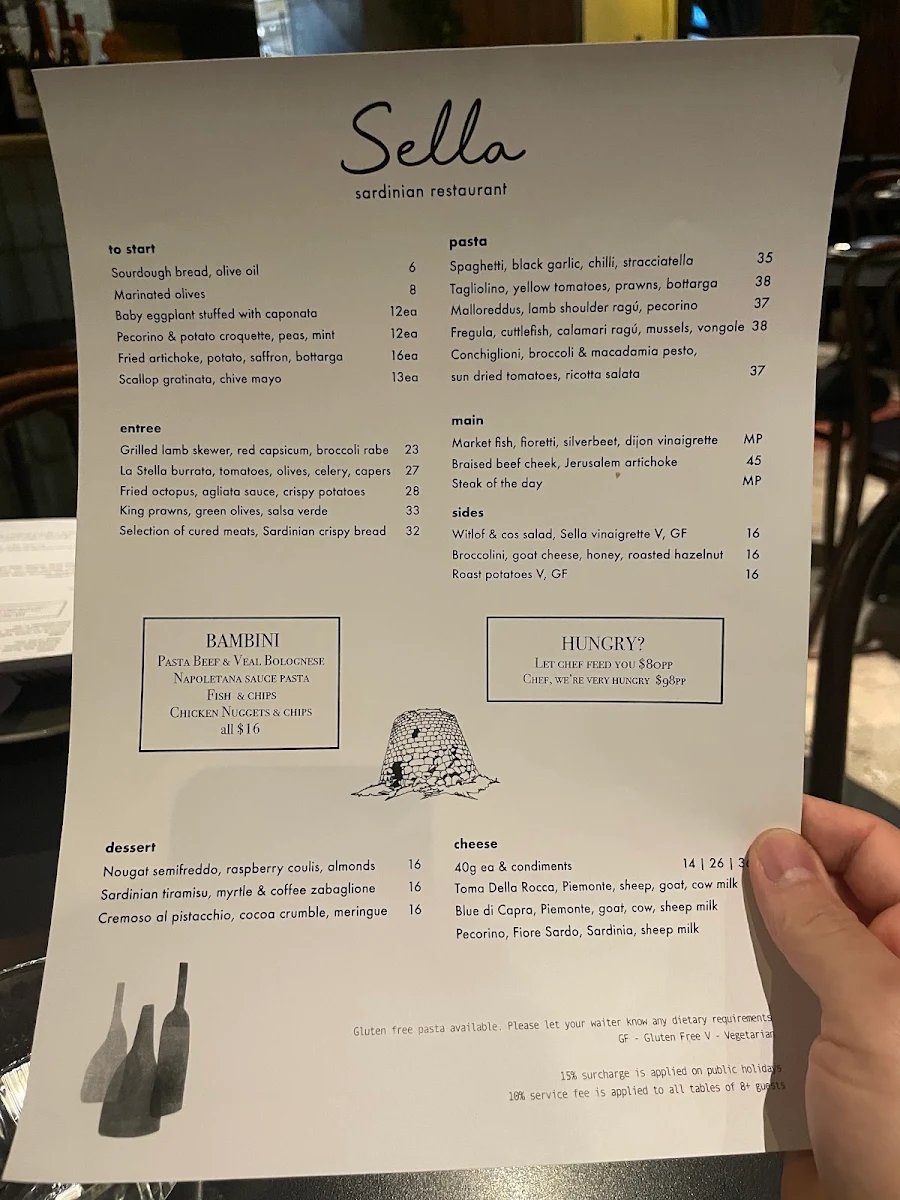 Menu, Sella Vinoteca