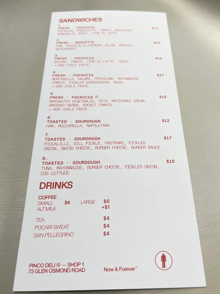Menu, Pinco Deli