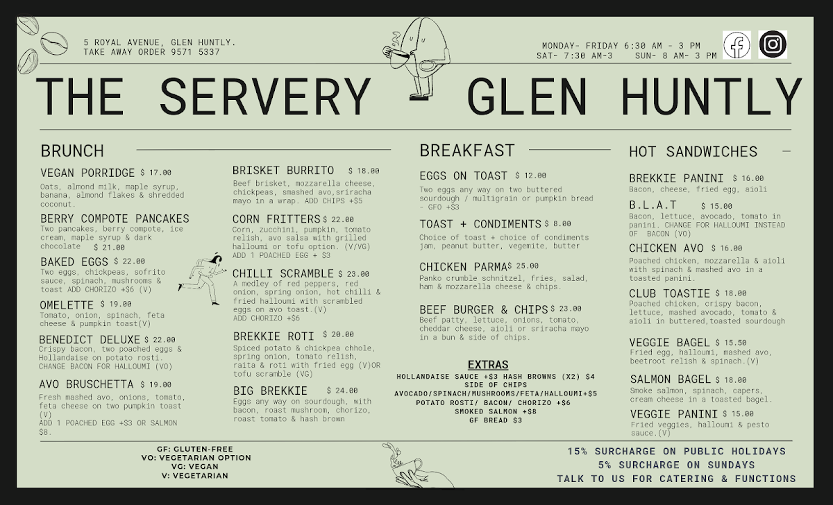 Menu, The Servery
