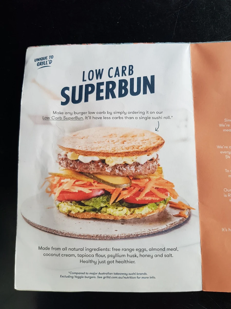 Menu, Grill'd Burgers - Yarraville
