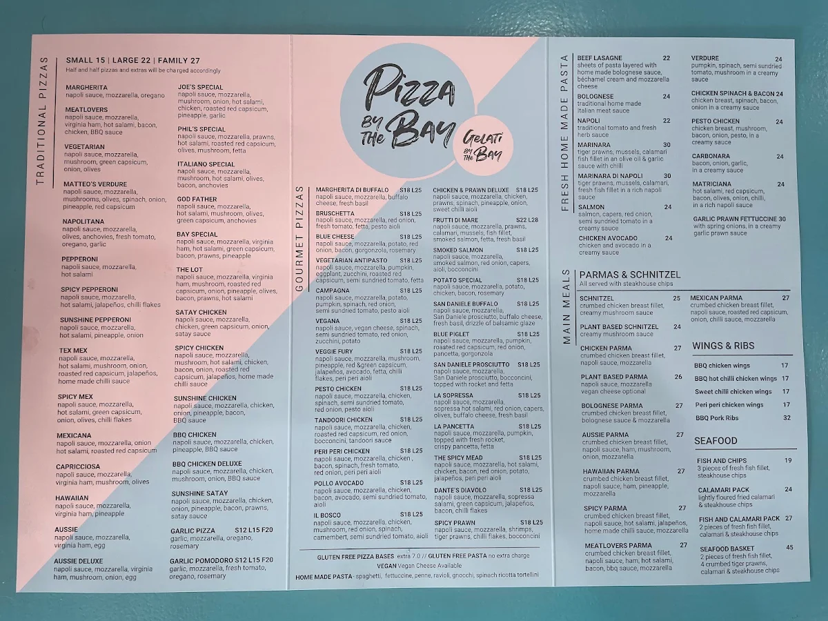 Menu, Pizza By The Bay