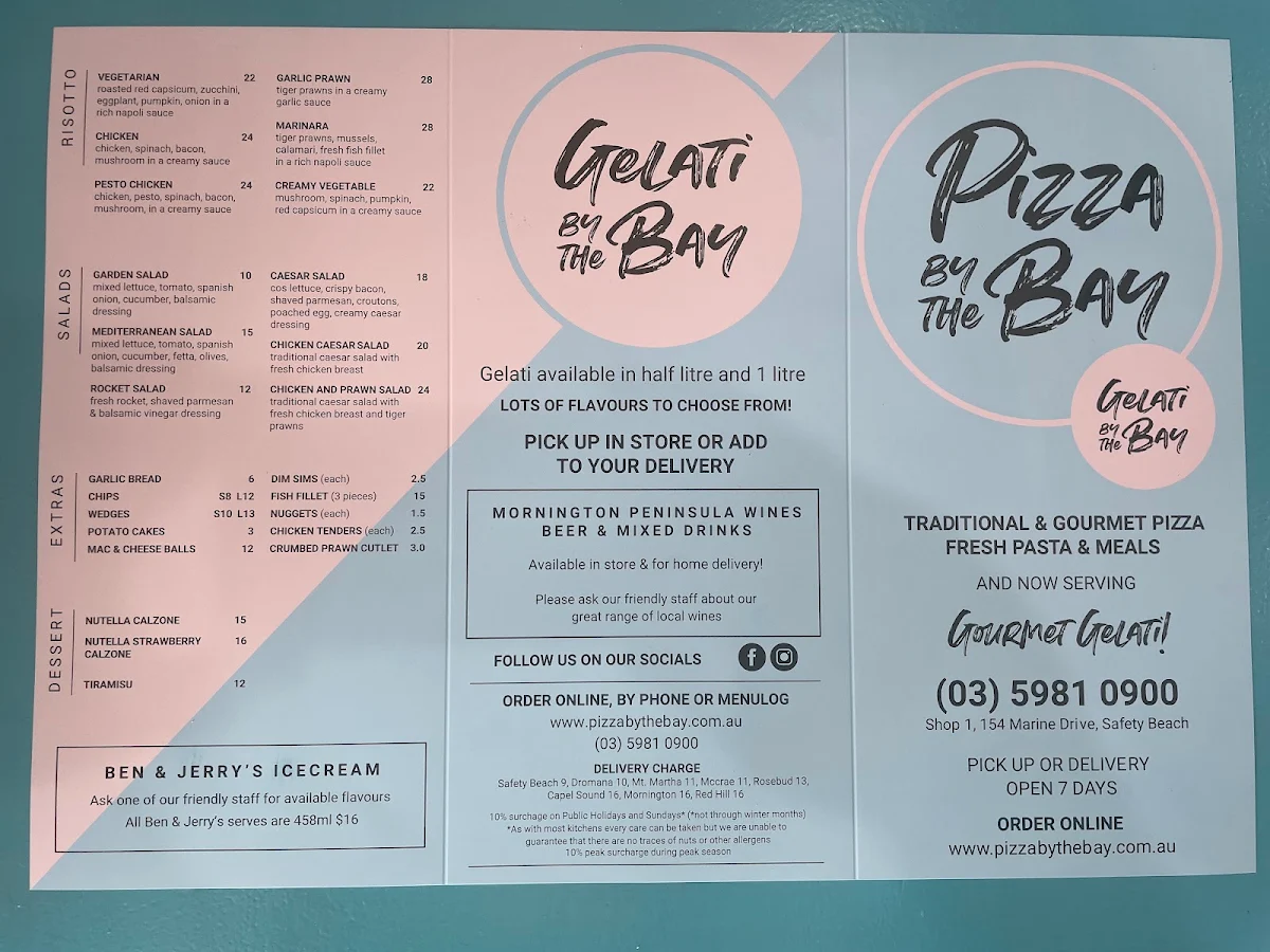 Menu, Pizza By The Bay