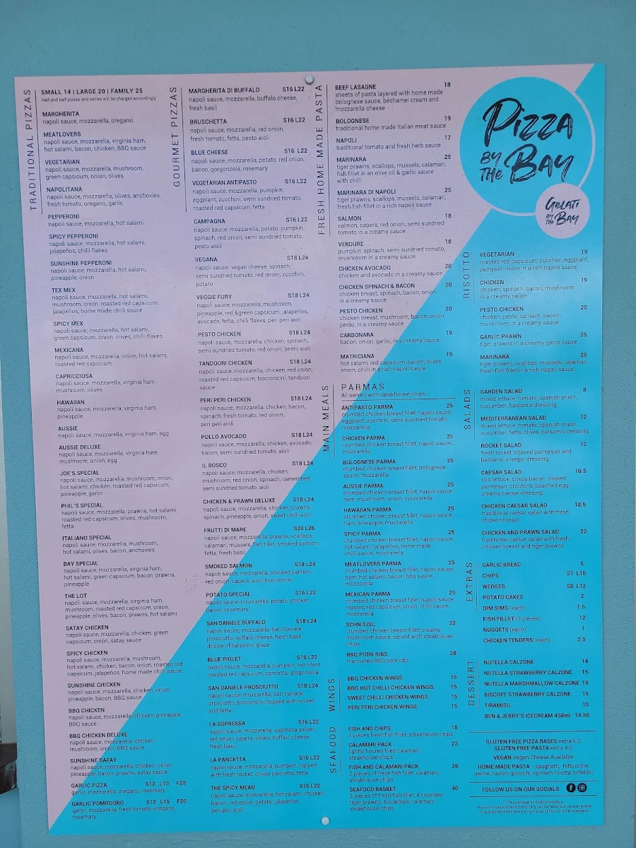 Menu, Pizza By The Bay