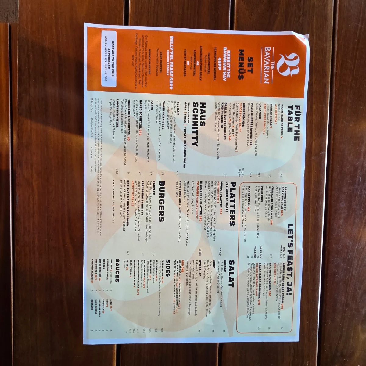 Menu, The Bavarian Mackay