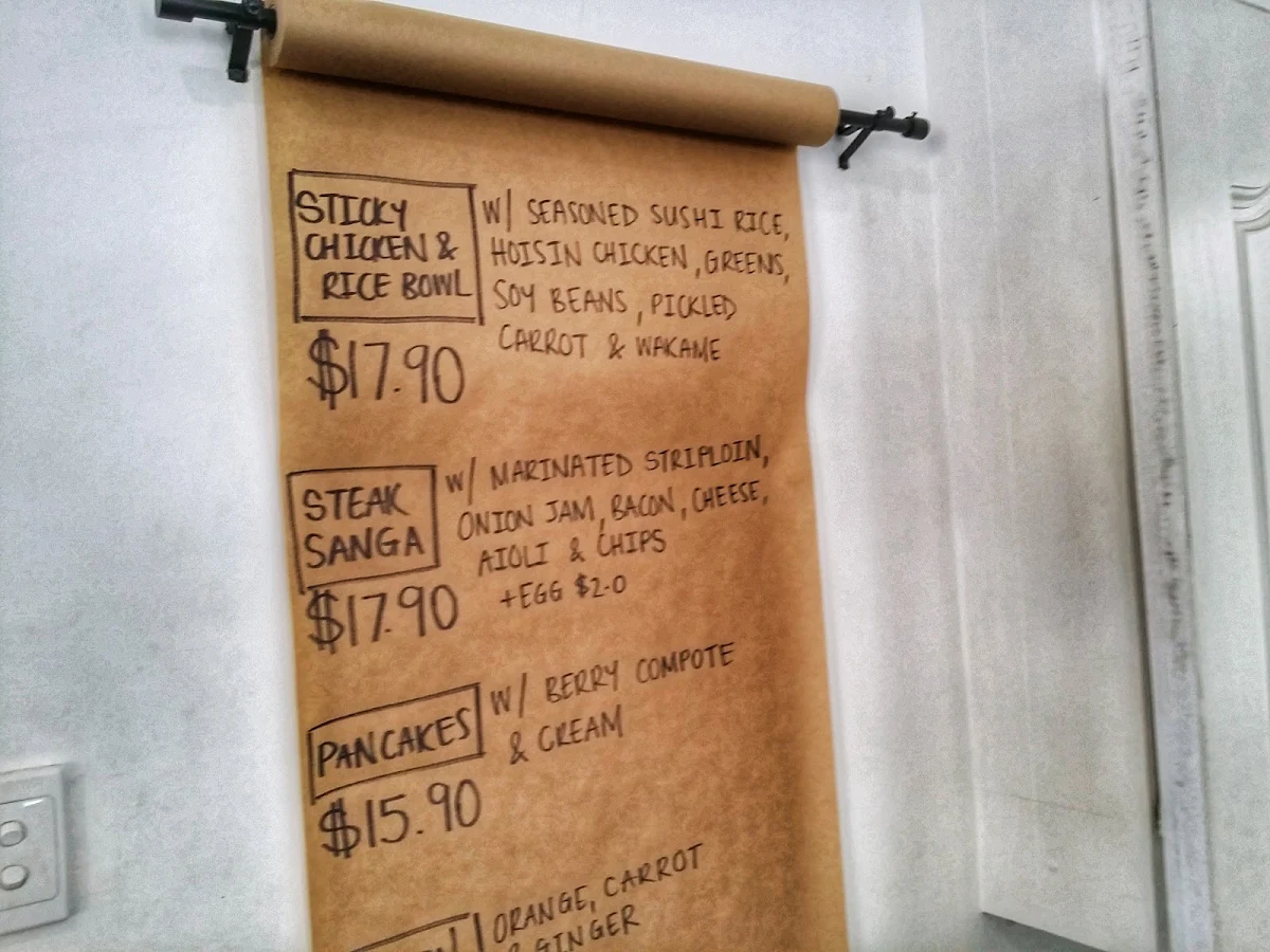 Menu, Sublime Cafe
