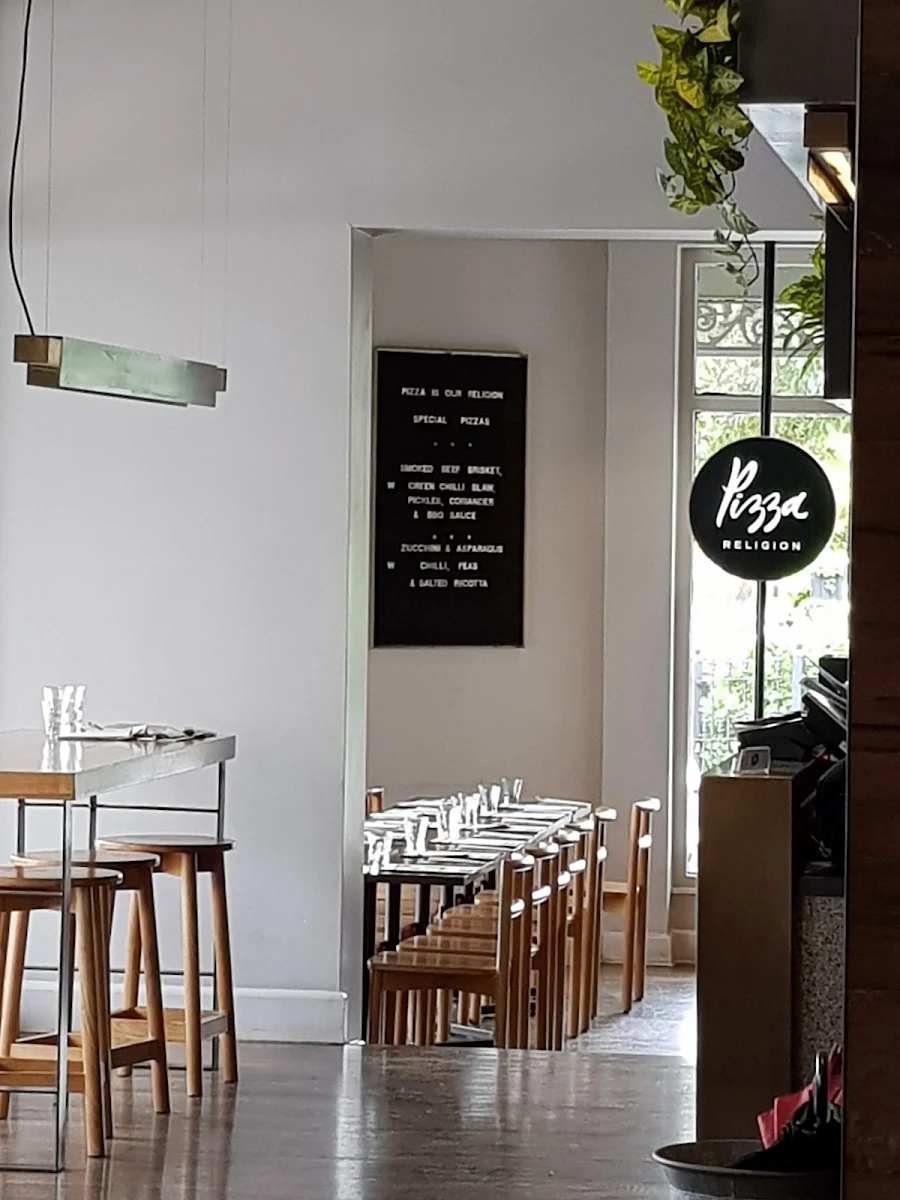 Menu, Pizza Religion Malvern
