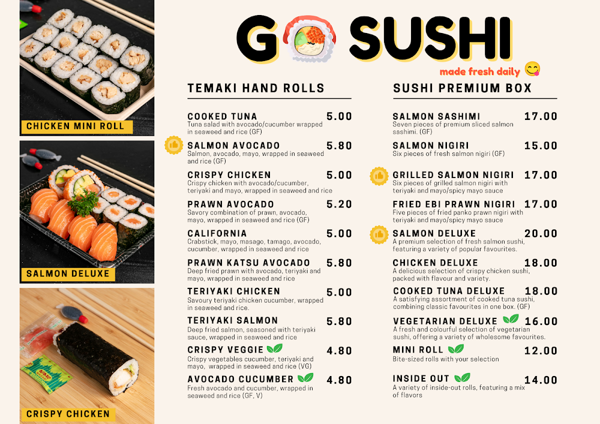 Menu, Go Sushi - Essendon
