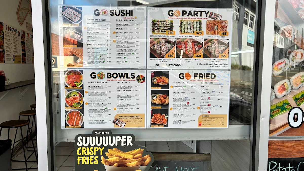 Menu, Go Sushi - Essendon