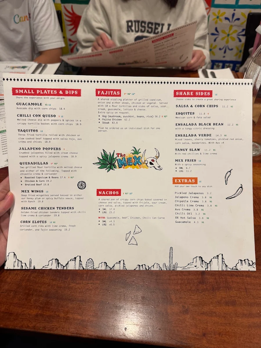 Menu, The Mex