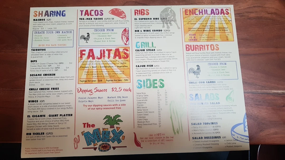 Menu, The Mex
