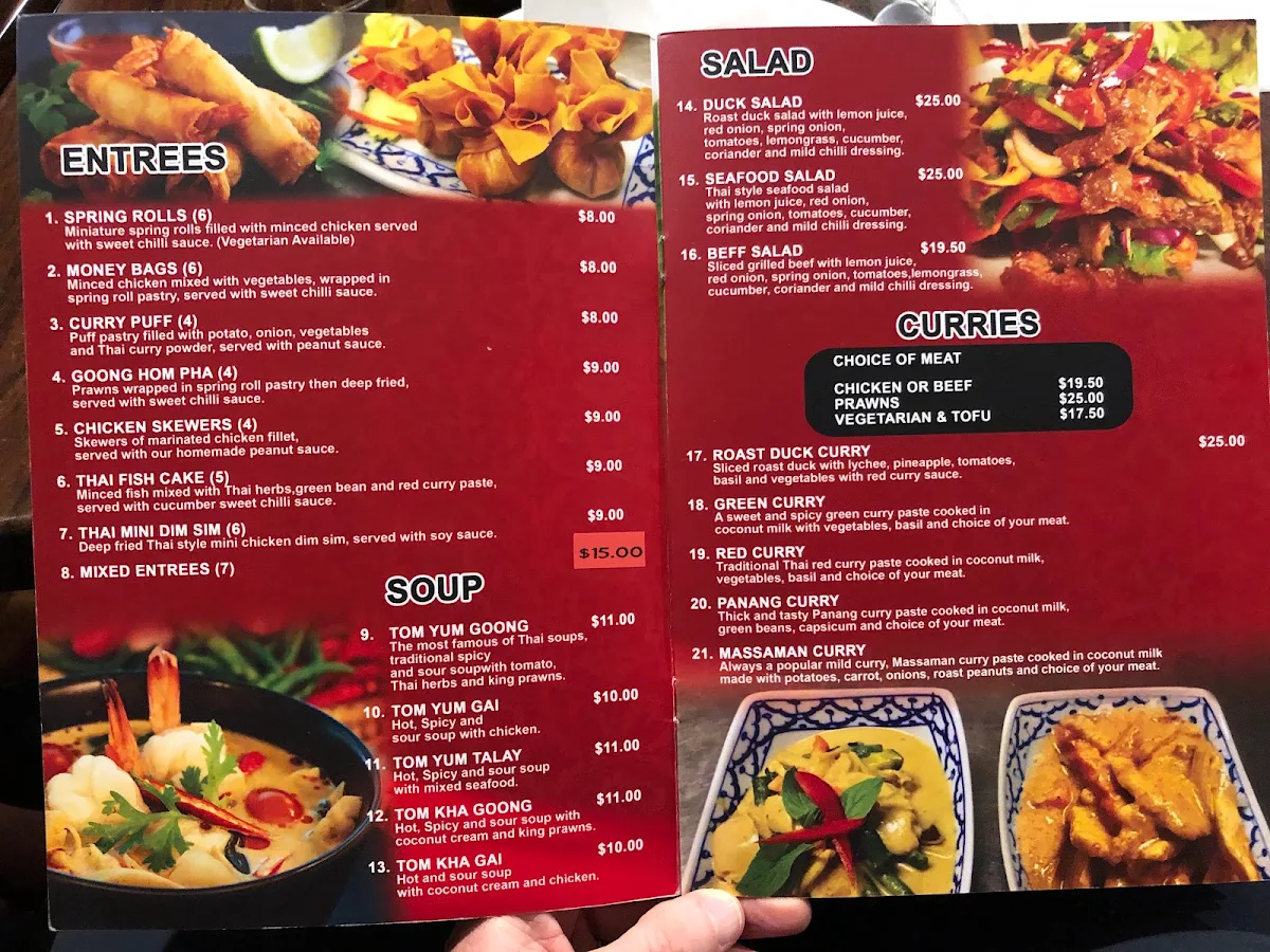 Menu, Traf Thai Cuisine