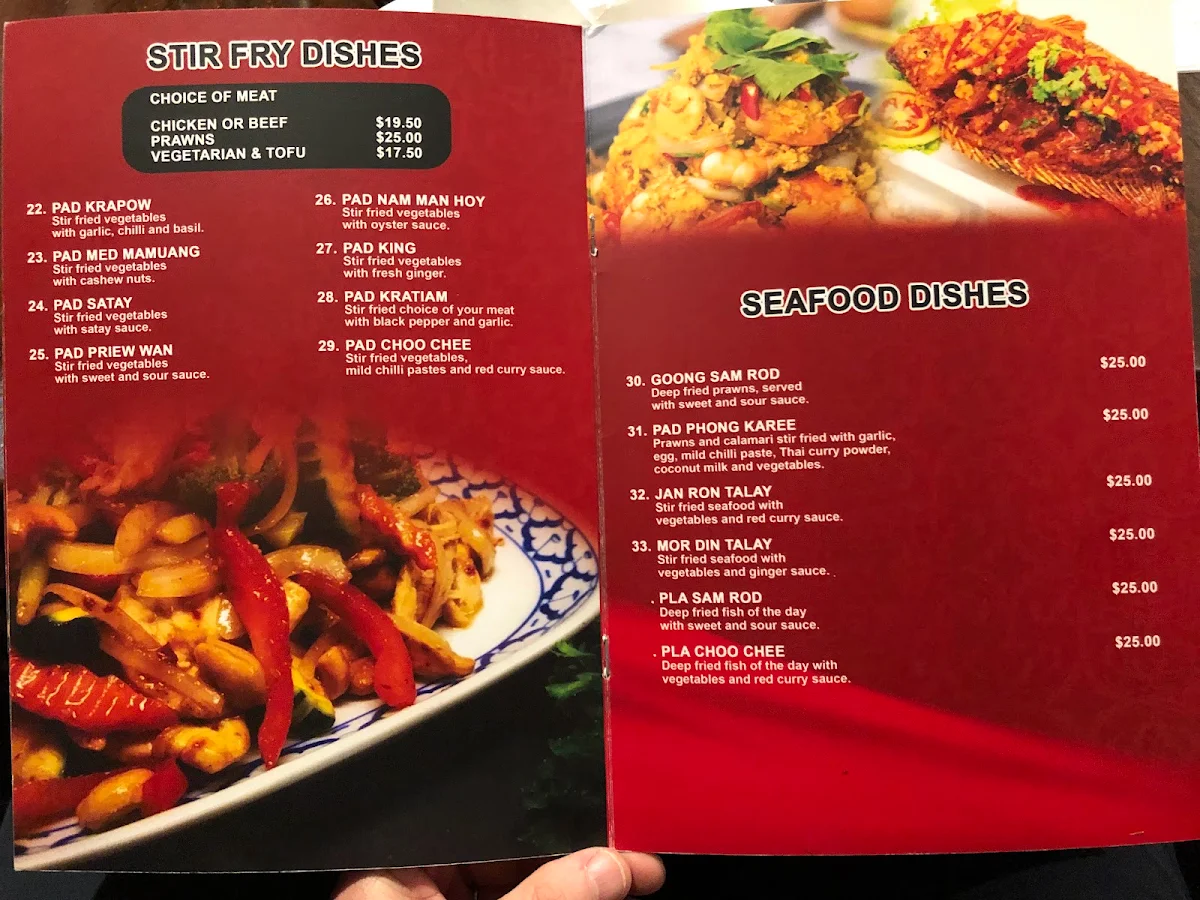 Menu, Traf Thai Cuisine