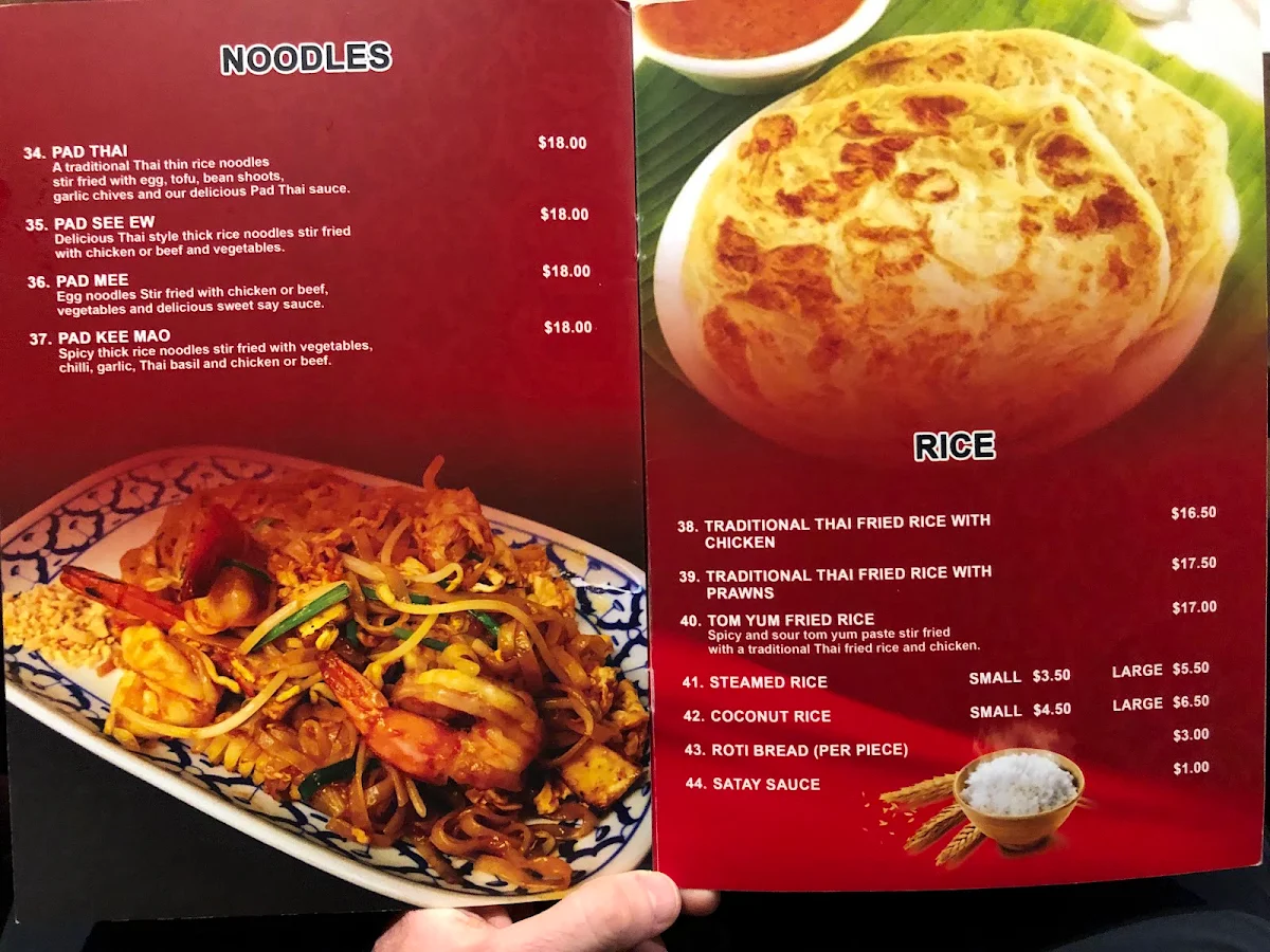 Menu, Traf Thai Cuisine