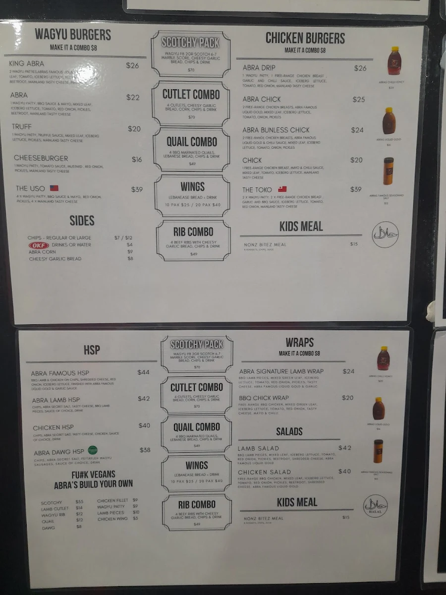 Menu, Abra Grillz
