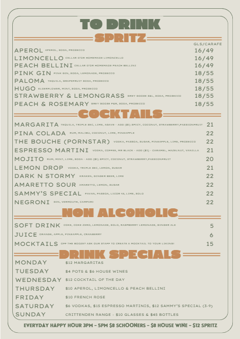 Menu, Hey Darl