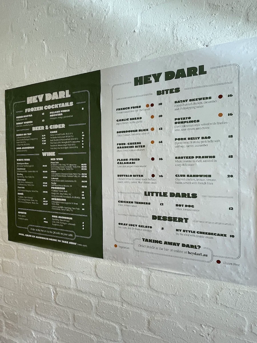 Menu, Hey Darl