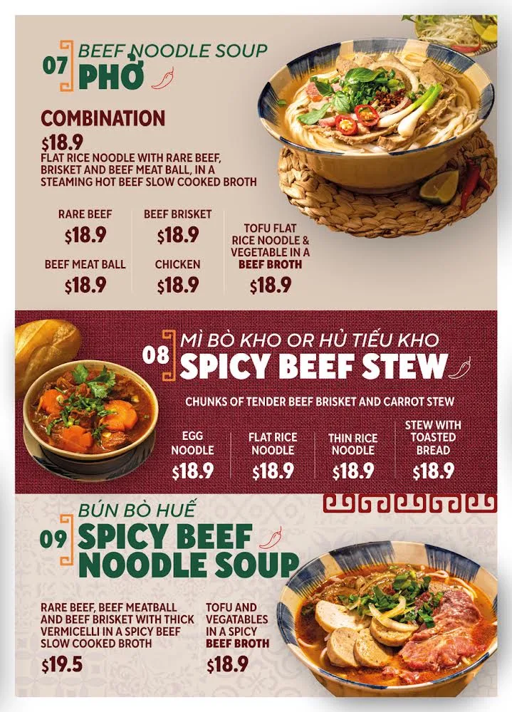 Menu, Viet Menu Marion