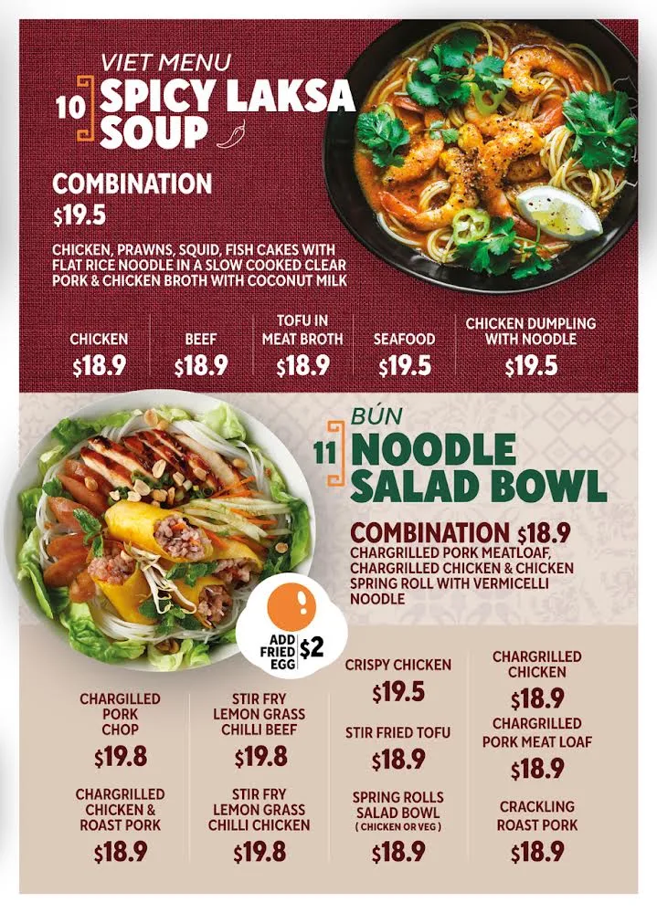 Menu, Viet Menu Marion