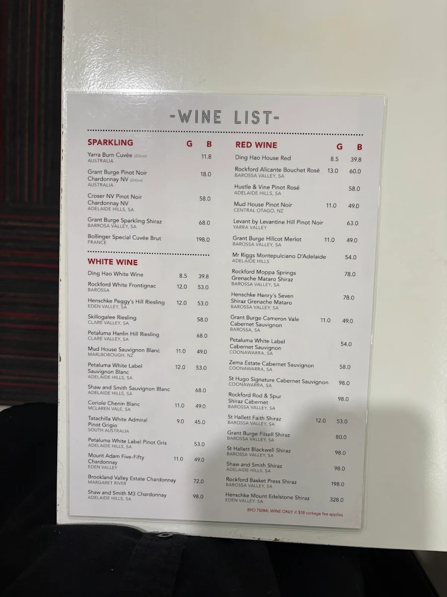 Menu, Ding Hao