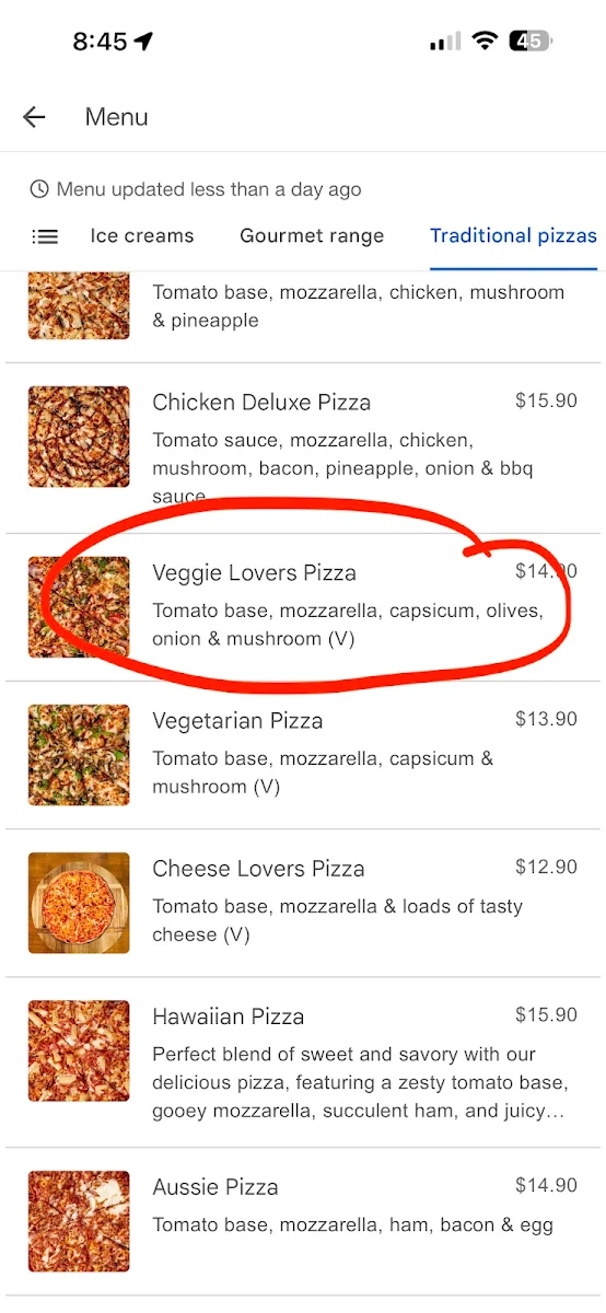 Menu, The Golden Goose Bar & Pizzeria