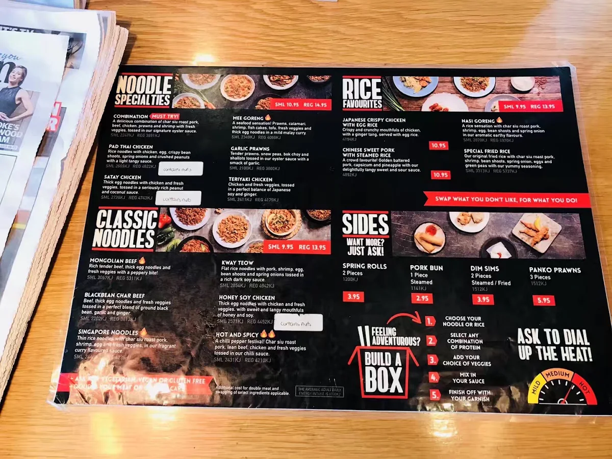 Menu, Noodle Box Chirnside Park