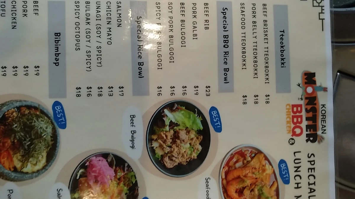 Menu, Monster BBQ & Chicken Maribyrnong