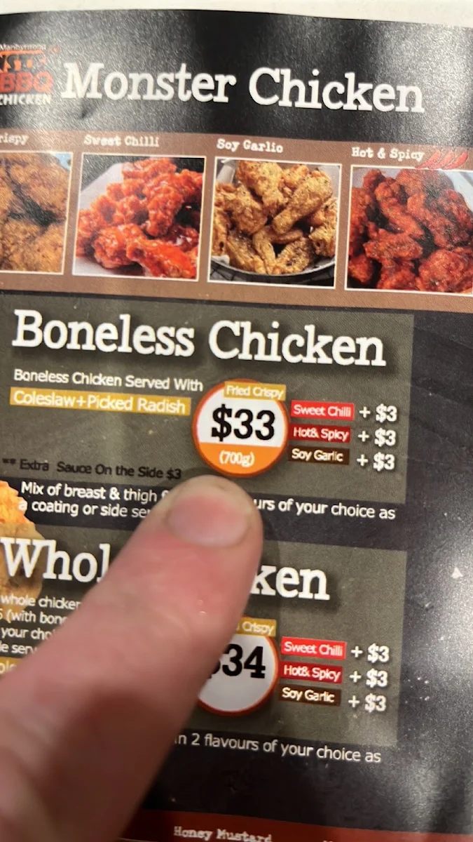 Menu, Monster BBQ & Chicken Maribyrnong