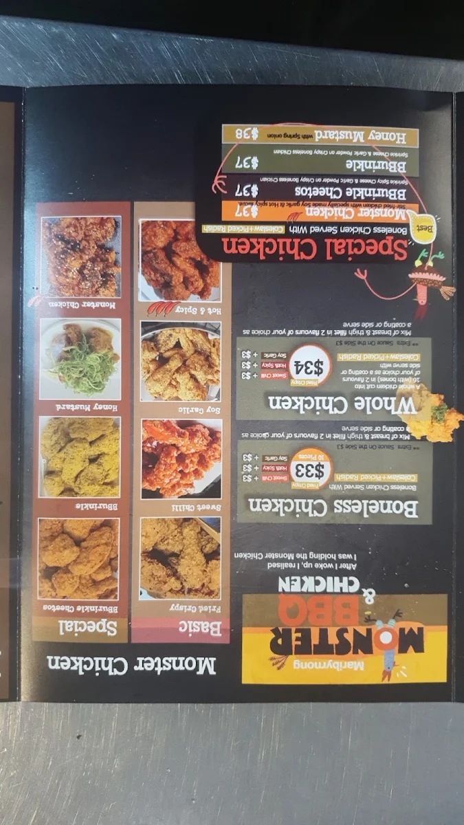 Menu, Monster BBQ & Chicken Maribyrnong