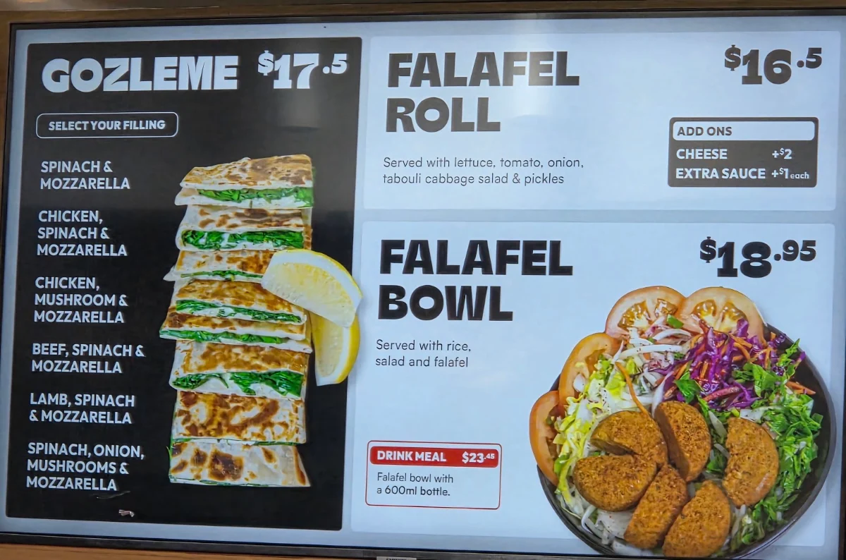 Menu, Toros Kebab ASQ