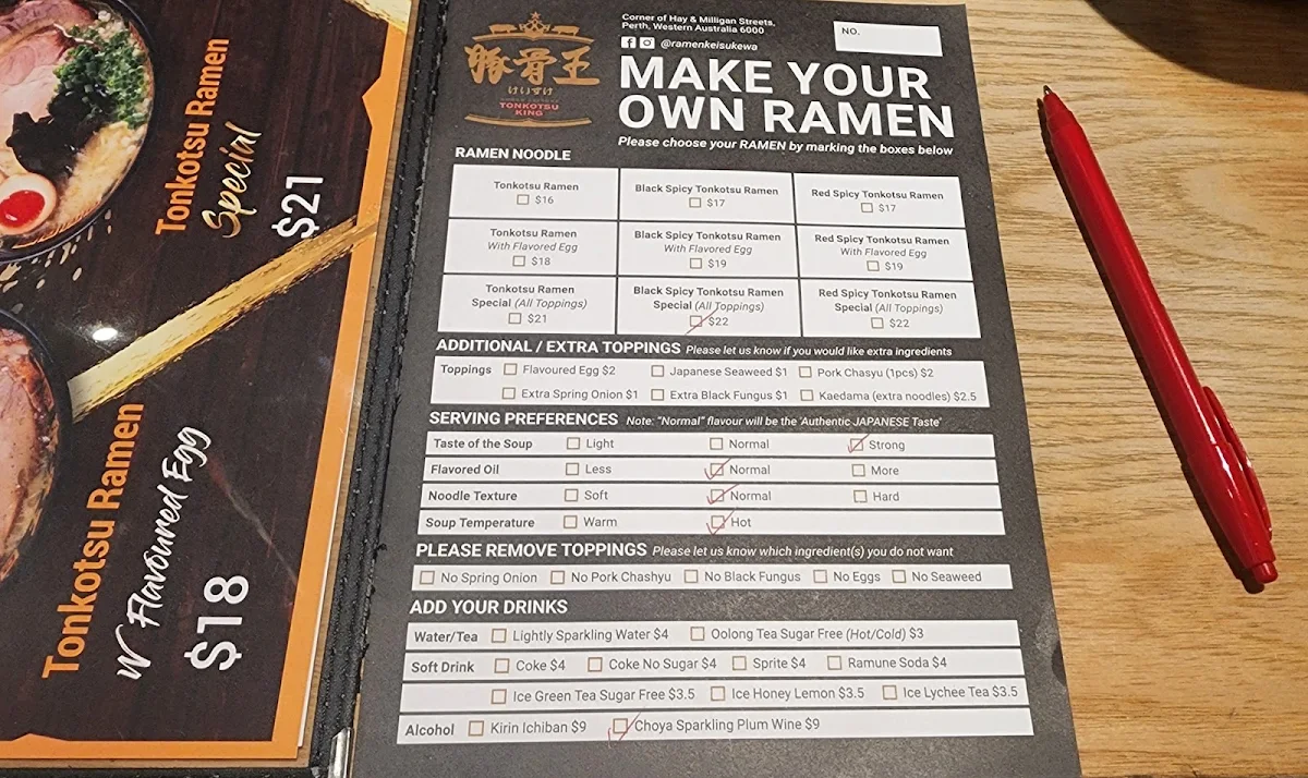 Menu, Ramen Keisuke Tonkotsu King
