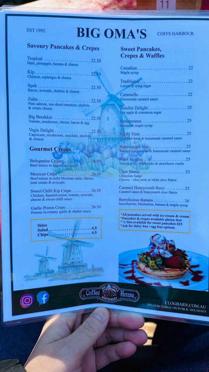 Menu, Big Oma’s Coffee House