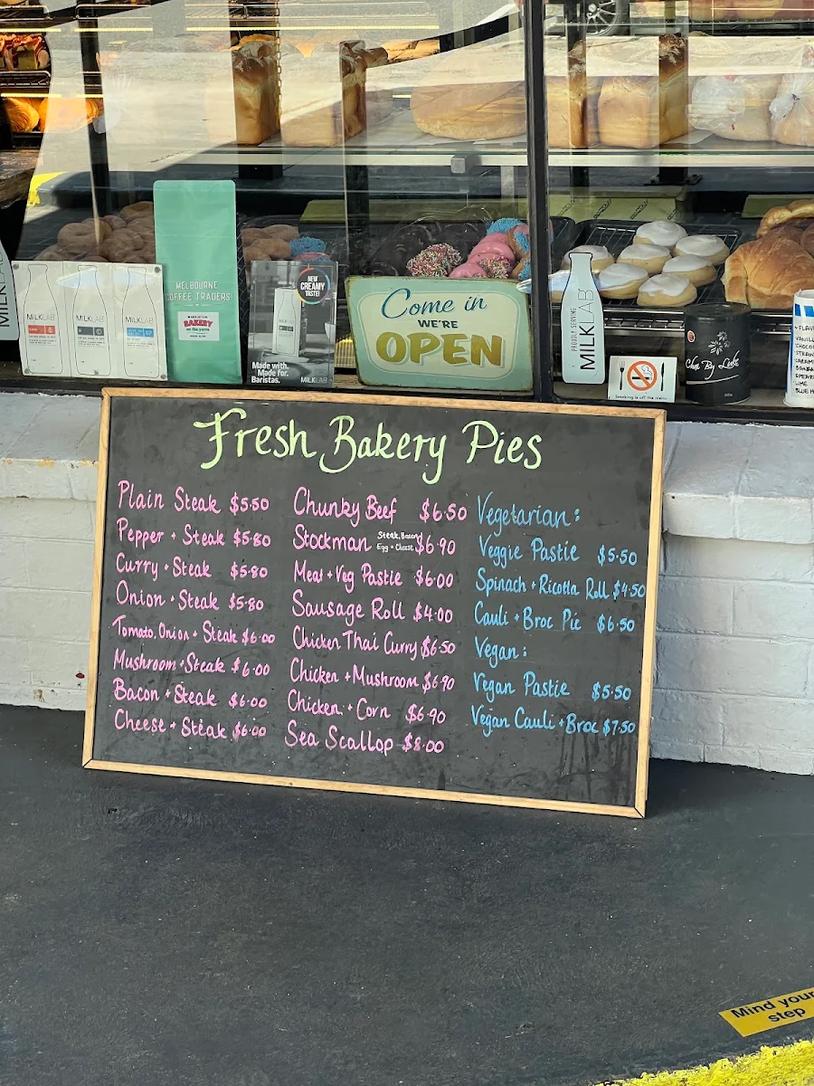 Menu, The Warburton Bakery