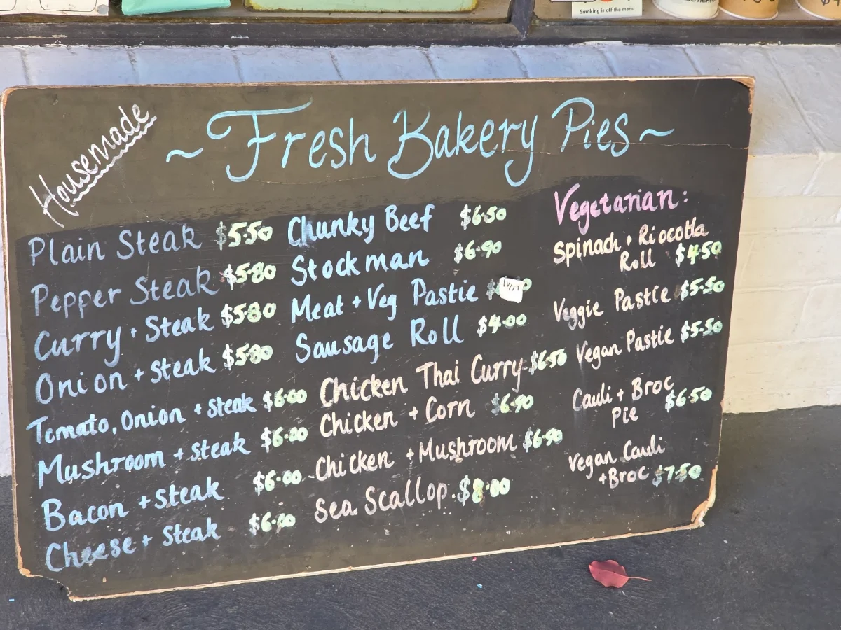 Menu, The Warburton Bakery