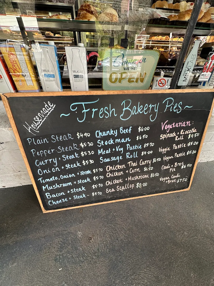 Menu, The Warburton Bakery