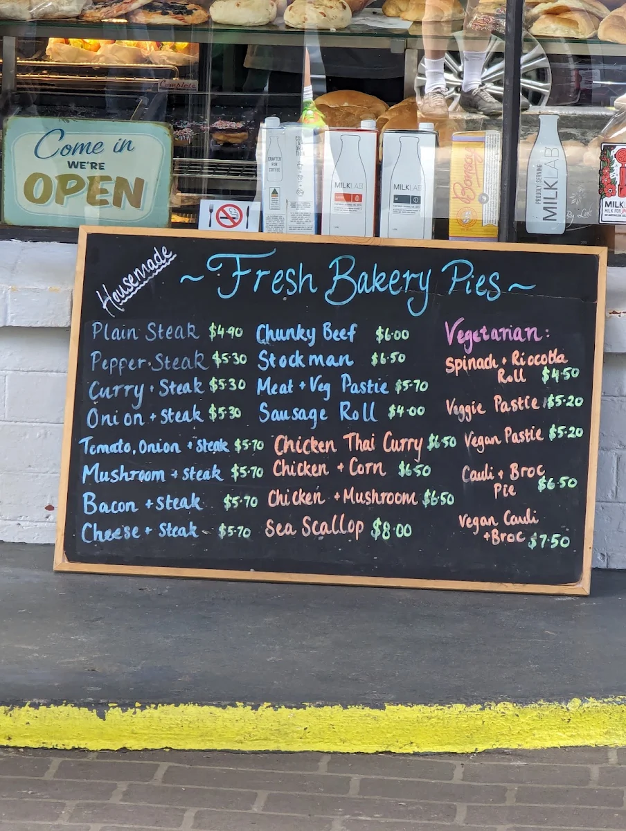Menu, The Warburton Bakery