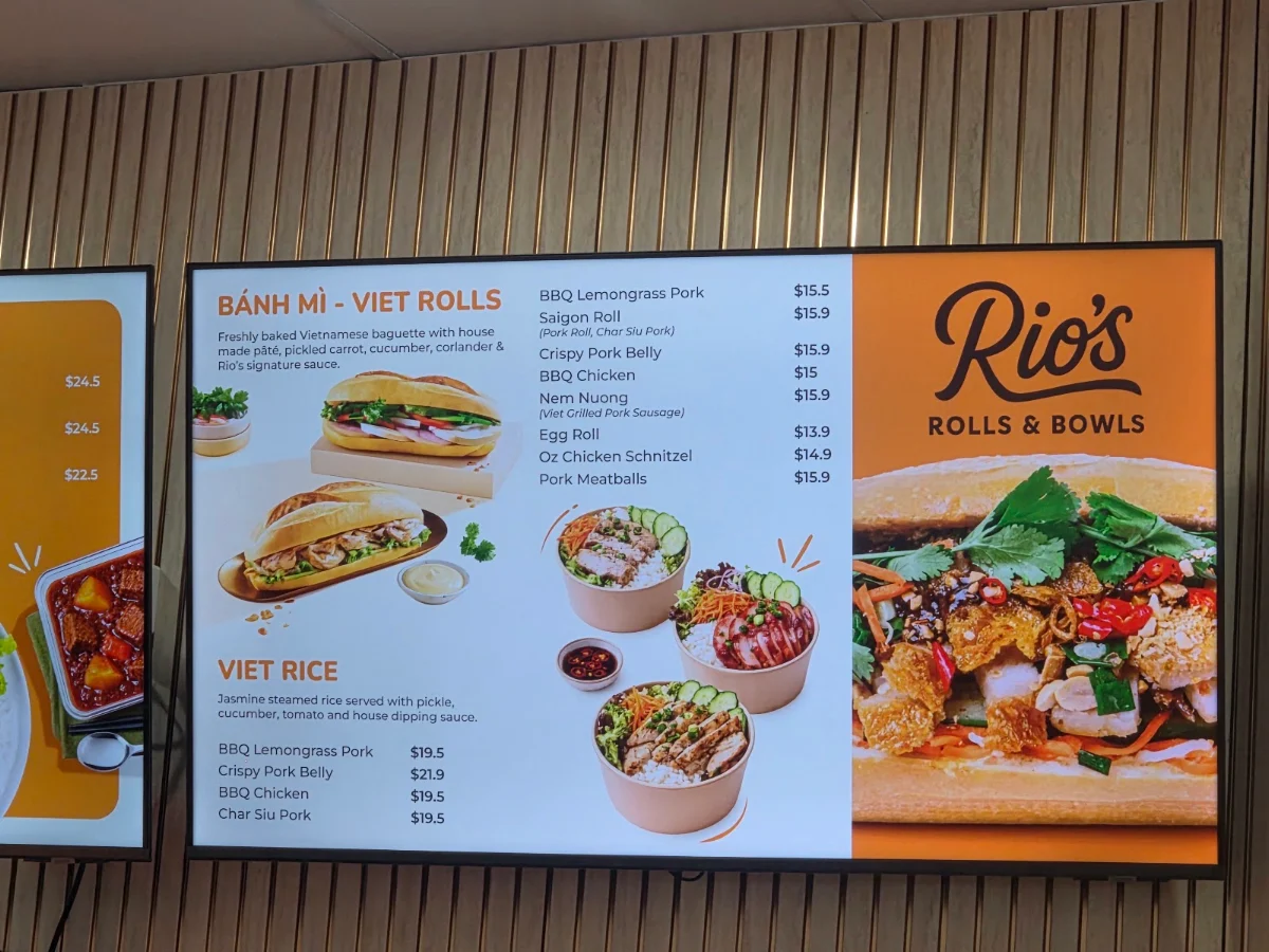 Menu, Rio's Rolls and Bowls