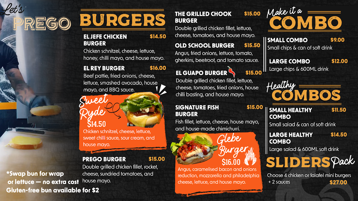 Menu, Prego Glebe