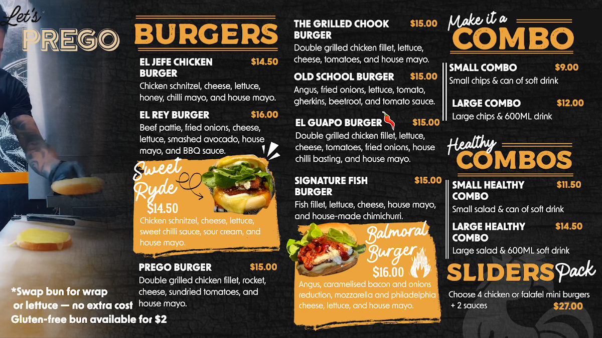 Menu, Prego Glebe