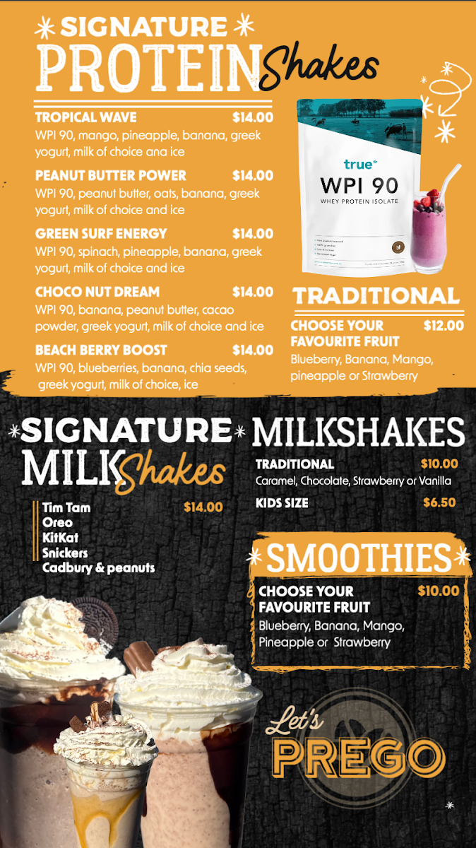 Menu, Prego Glebe