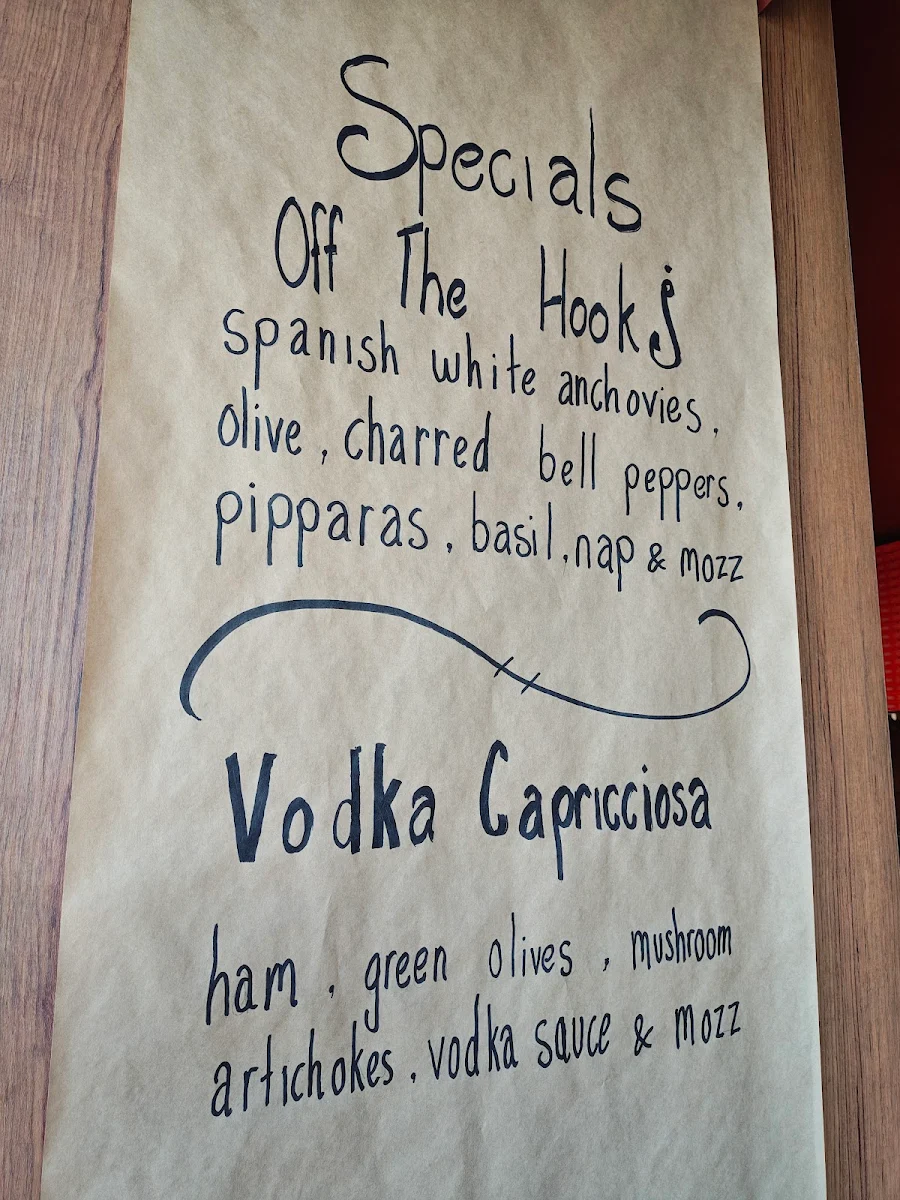 Menu, Frankly Nicks Pizzeria