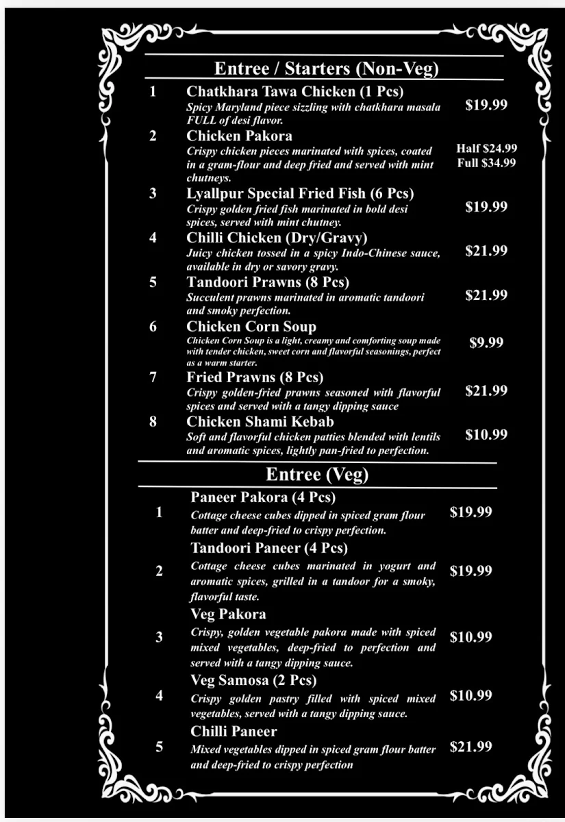 Menu, Lyallpur Dera Restaurant