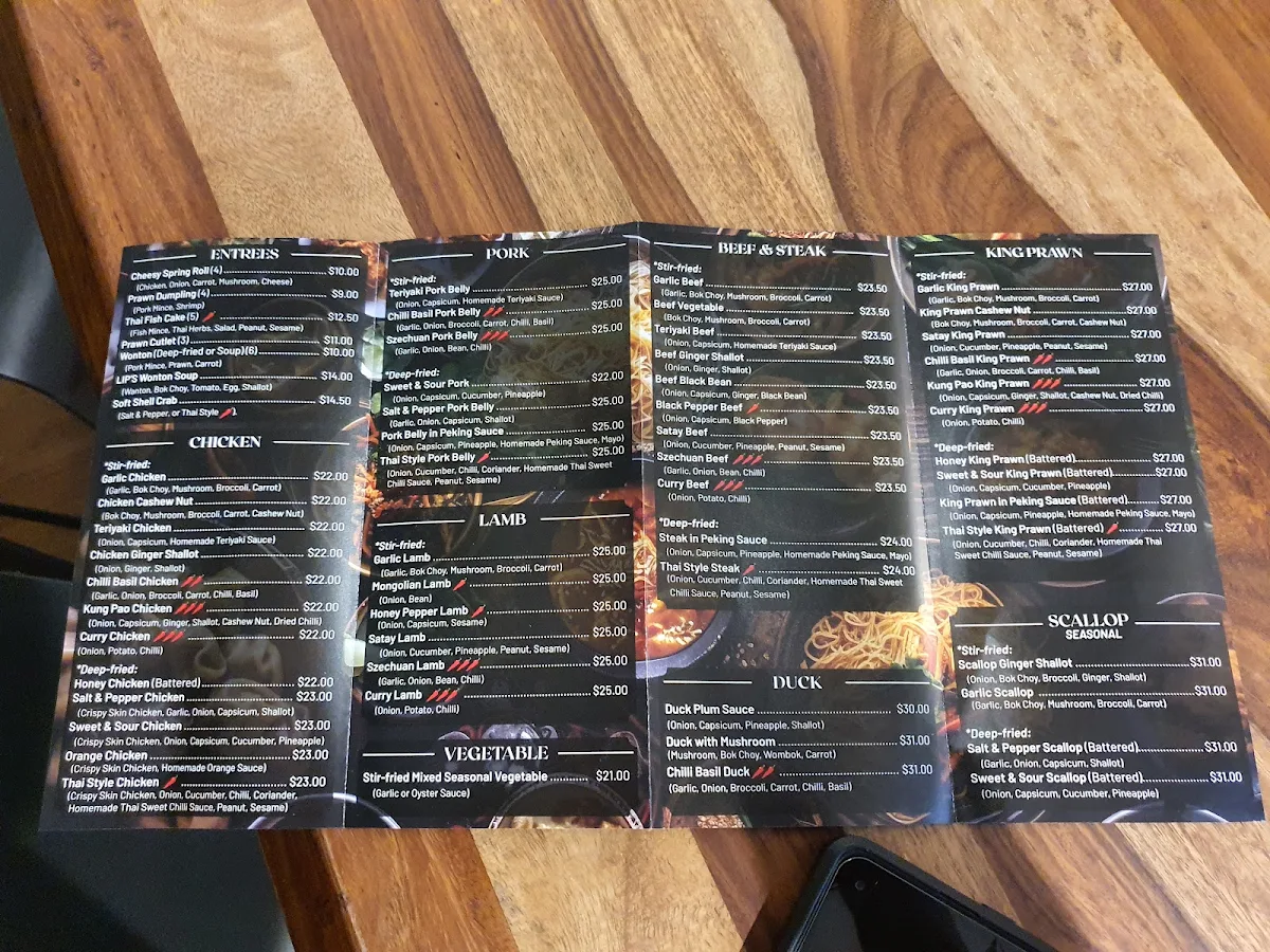 Menu, LIP'S KITCHEN