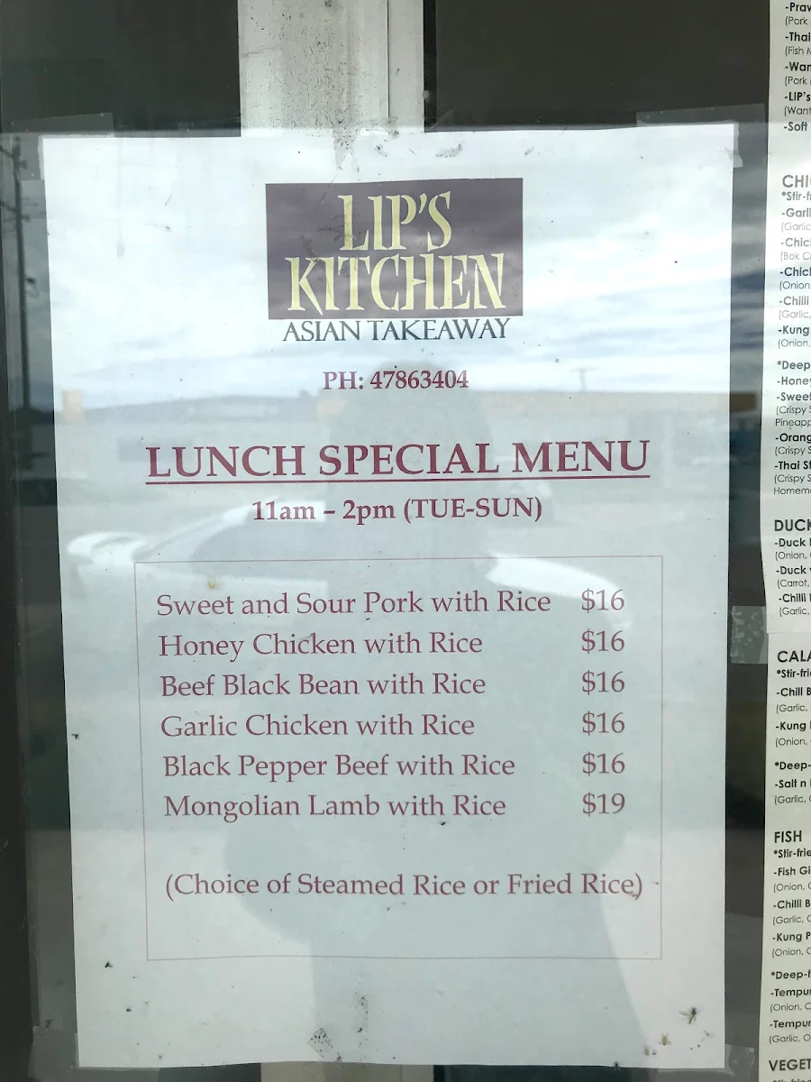 Menu, LIP'S KITCHEN