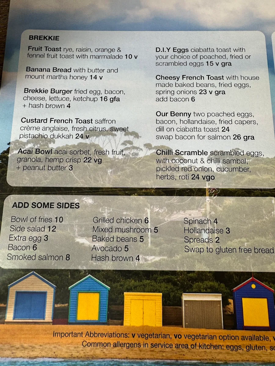 Menu, South Beach