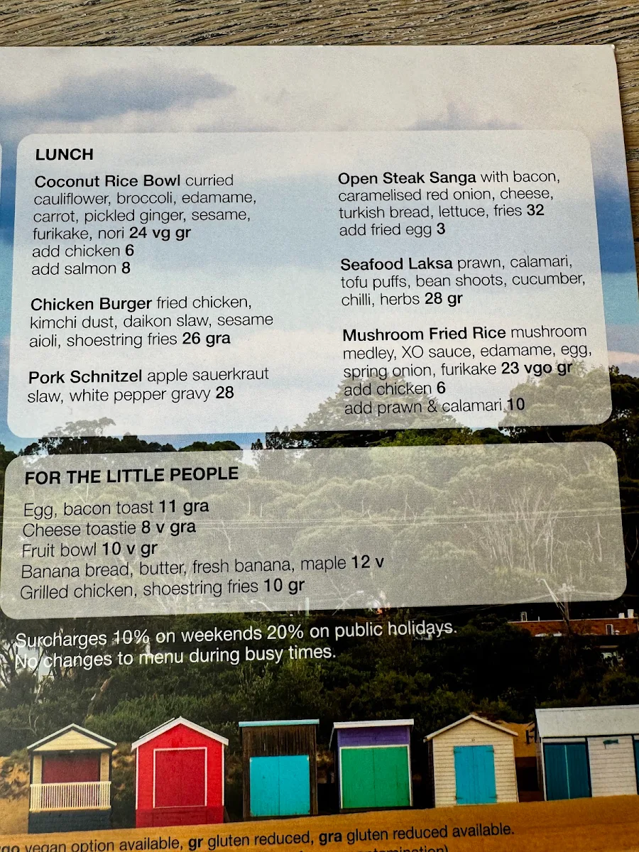 Menu, South Beach